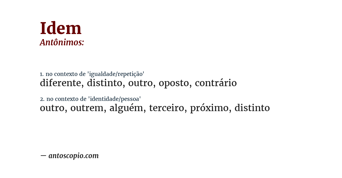 Antônimo de idem