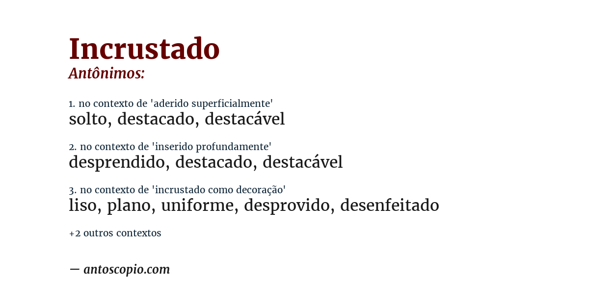 Antônimo de incrustado