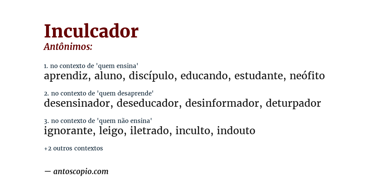 Antônimo de inculcador