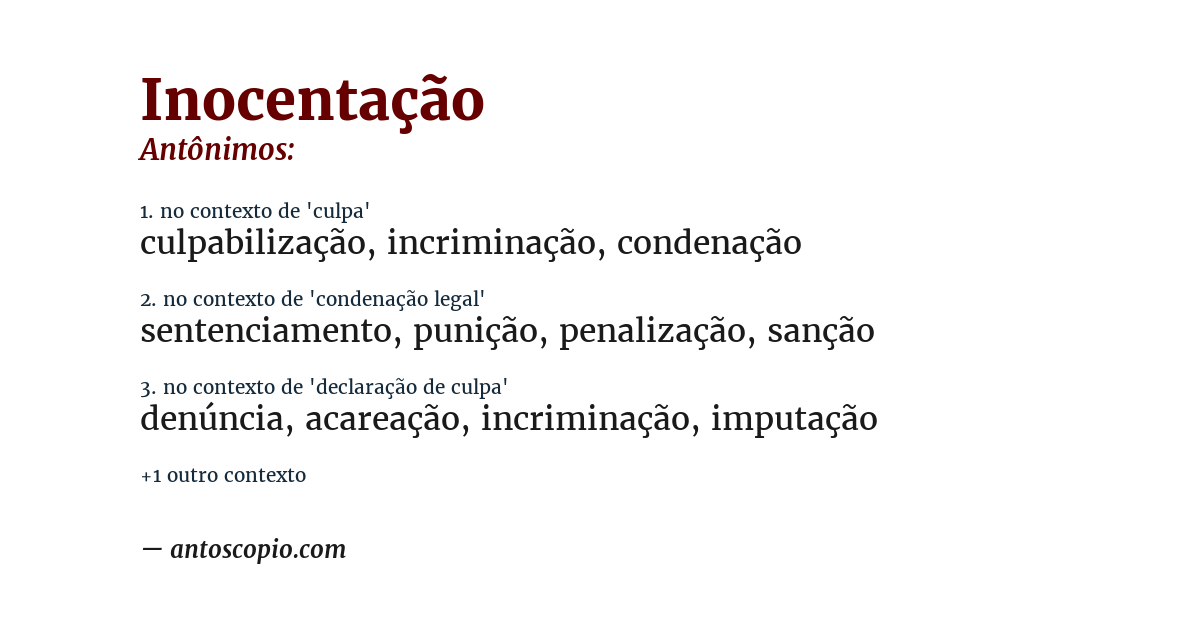 Antônimo de inocentação