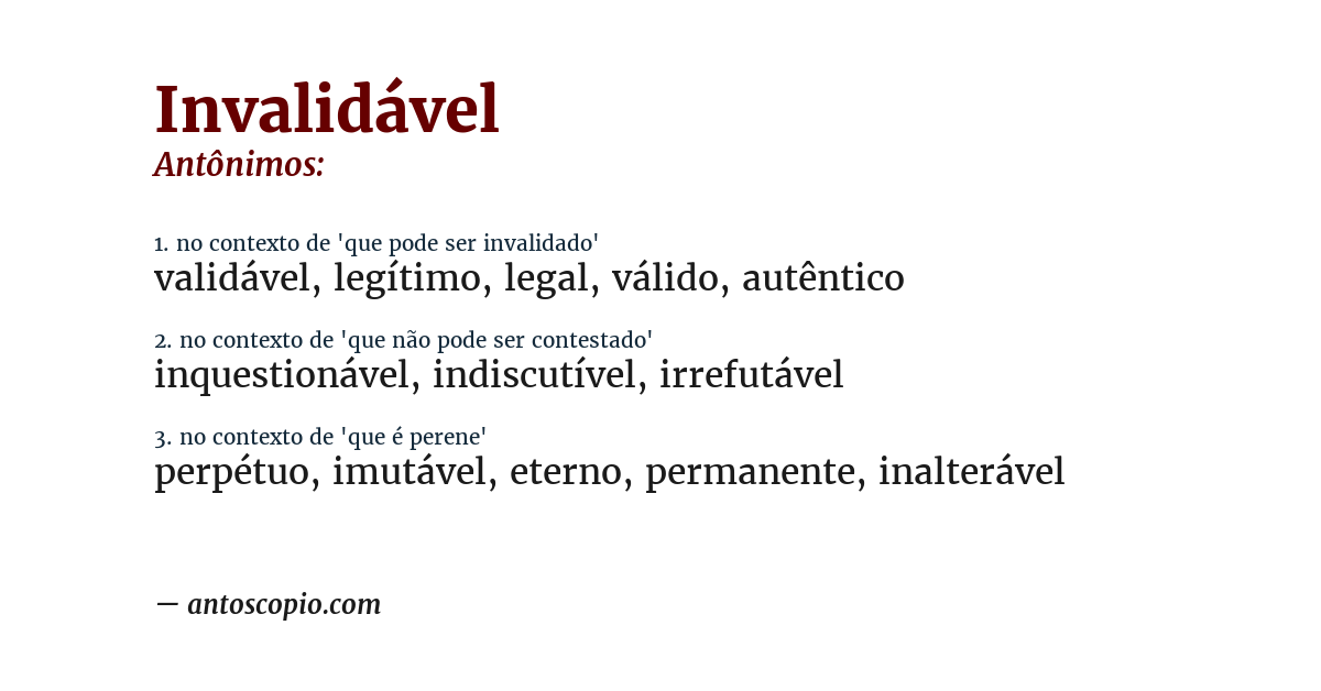 Antônimo de invalidável