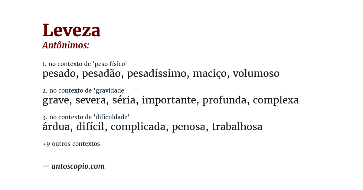 Antônimo de leveza