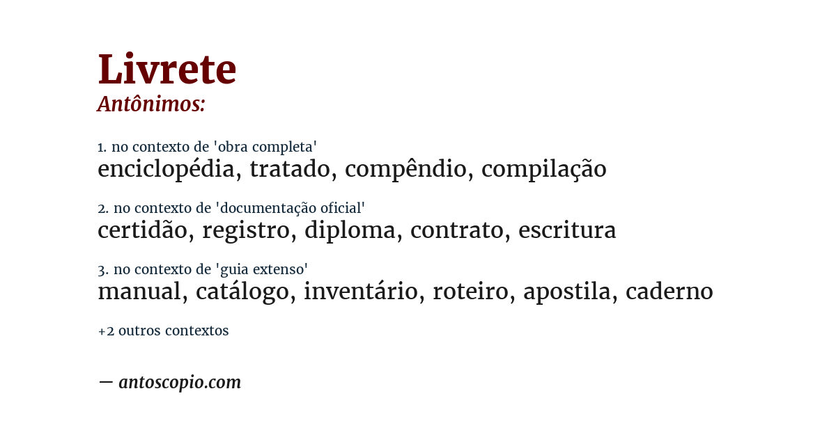 Antônimo de livrete