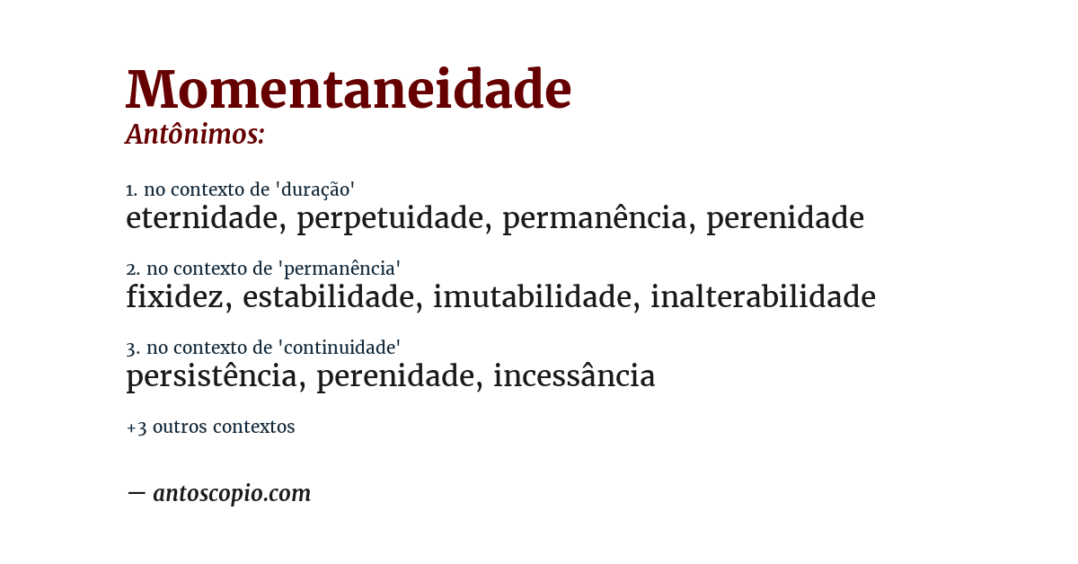 Antônimo de momentaneidade