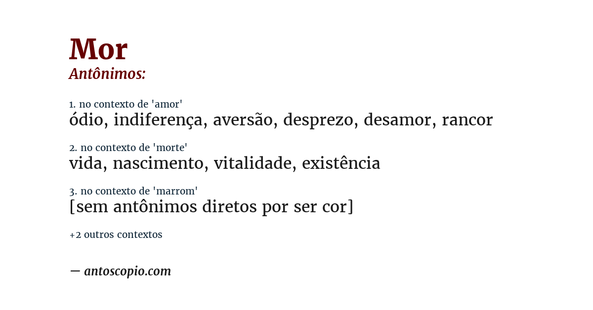 Antônimo de mor