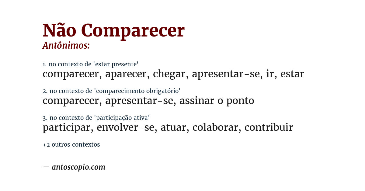 Antônimo de não comparecer
