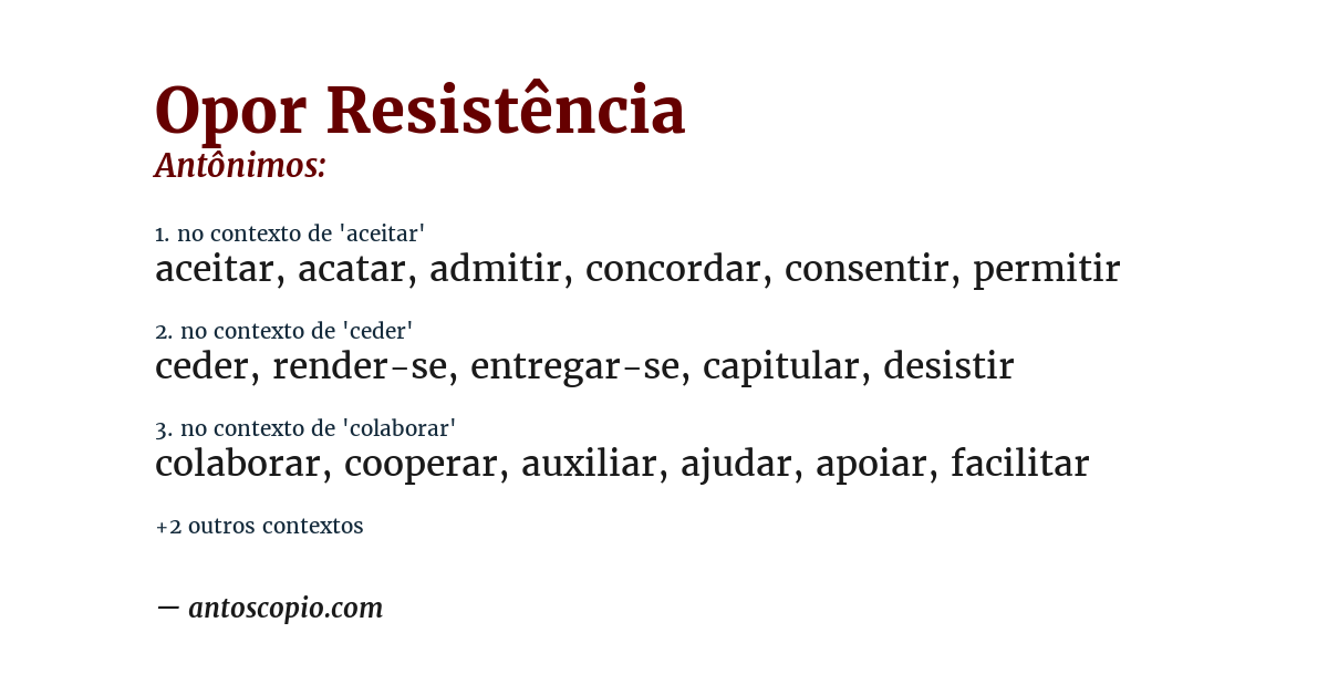 Antônimo de opor resistência