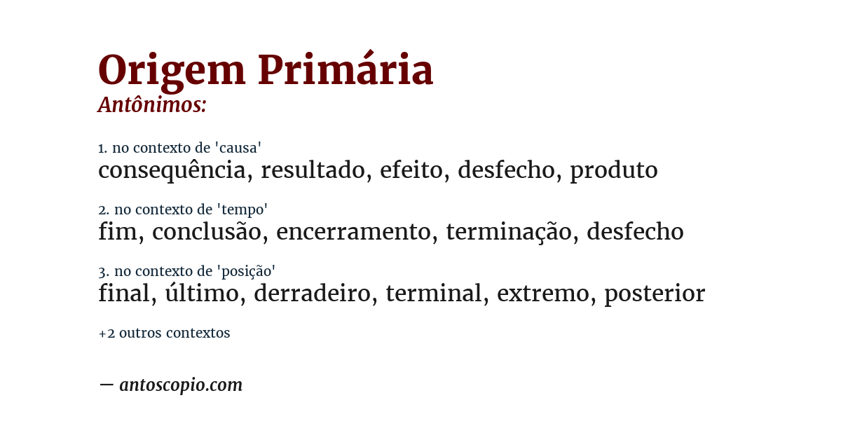 Antônimo de origem primária