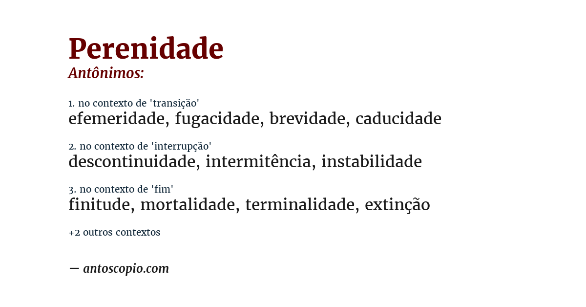 Antônimo de perenidade
