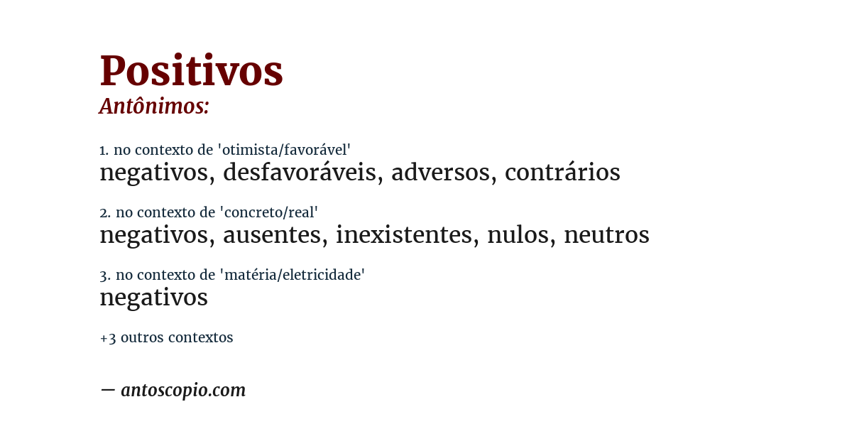 Antônimo de positivos