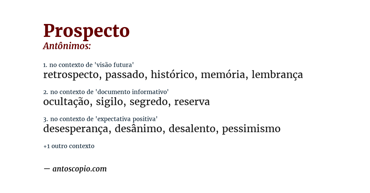 Antônimo de prospecto