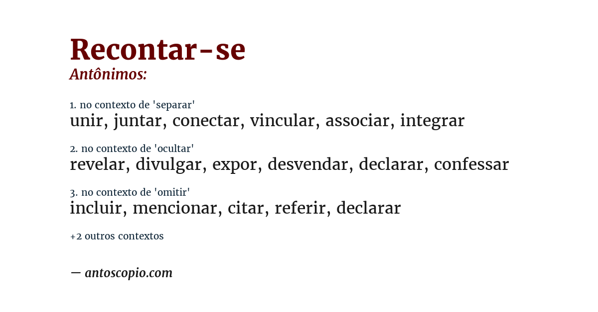 Antônimo de recontar-se