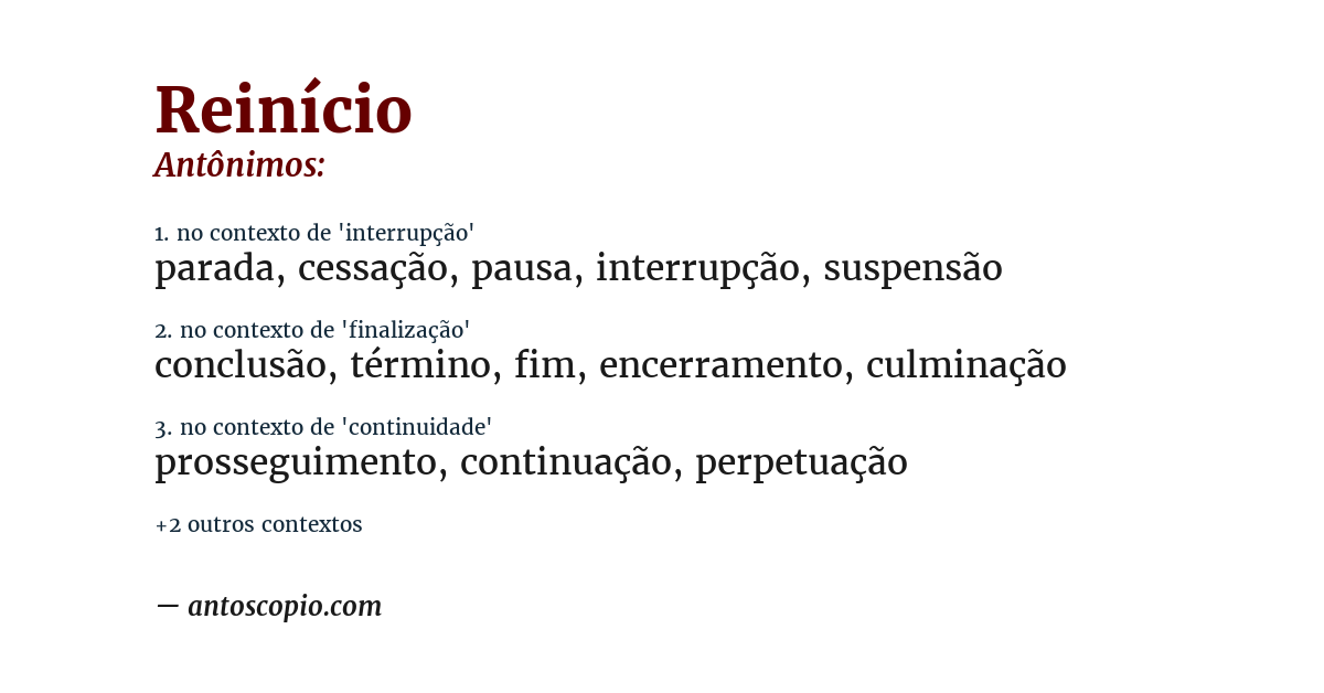 Antônimo de reinício