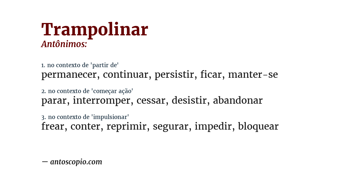 Antônimo de trampolinar
