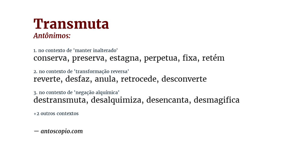 Antônimo de transmuta