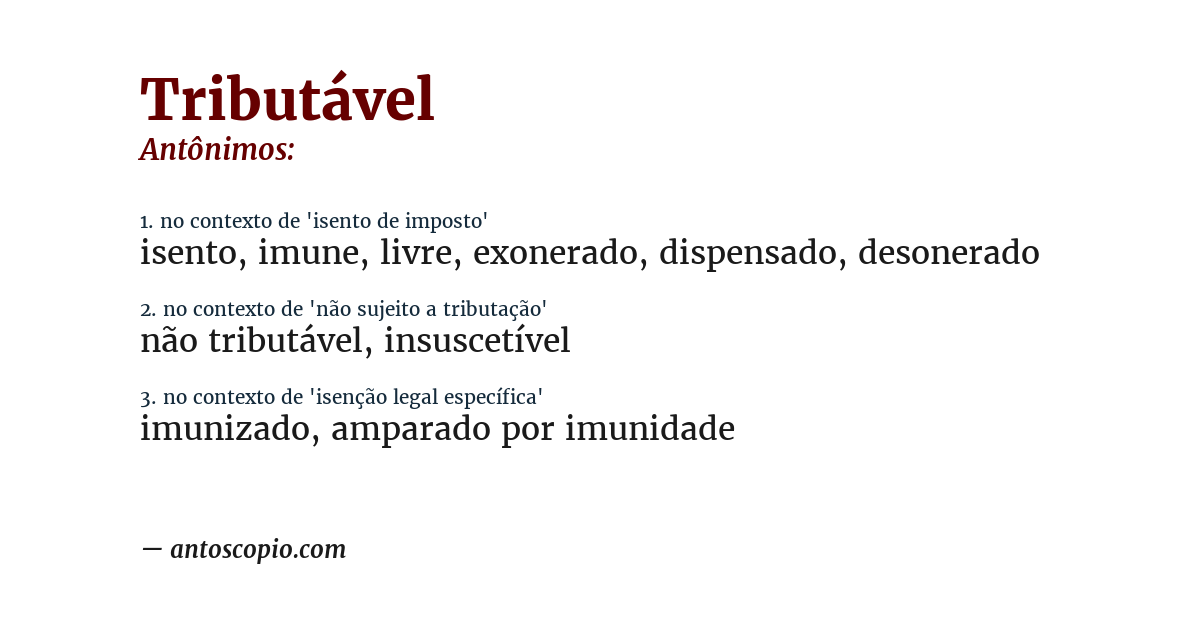 Antônimo de tributável