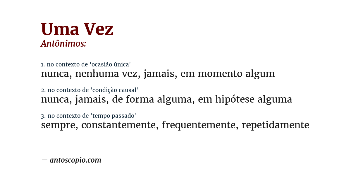 Antônimo de uma vez