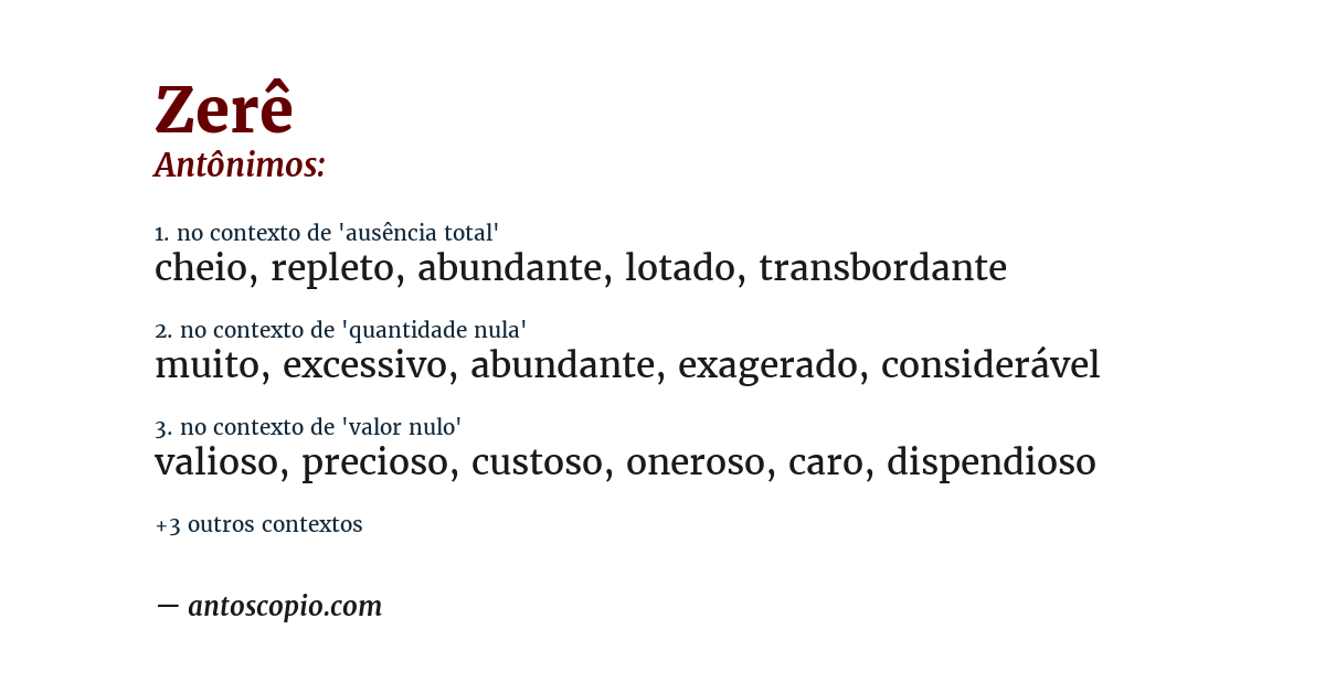 Antônimo de zerê