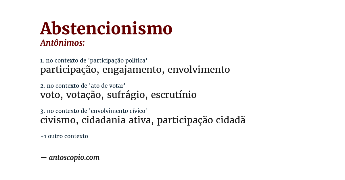 Antônimo de abstencionismo