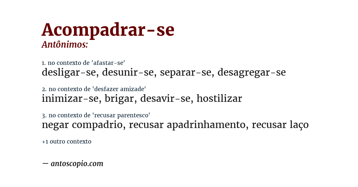 Antônimo de acompadrar-se