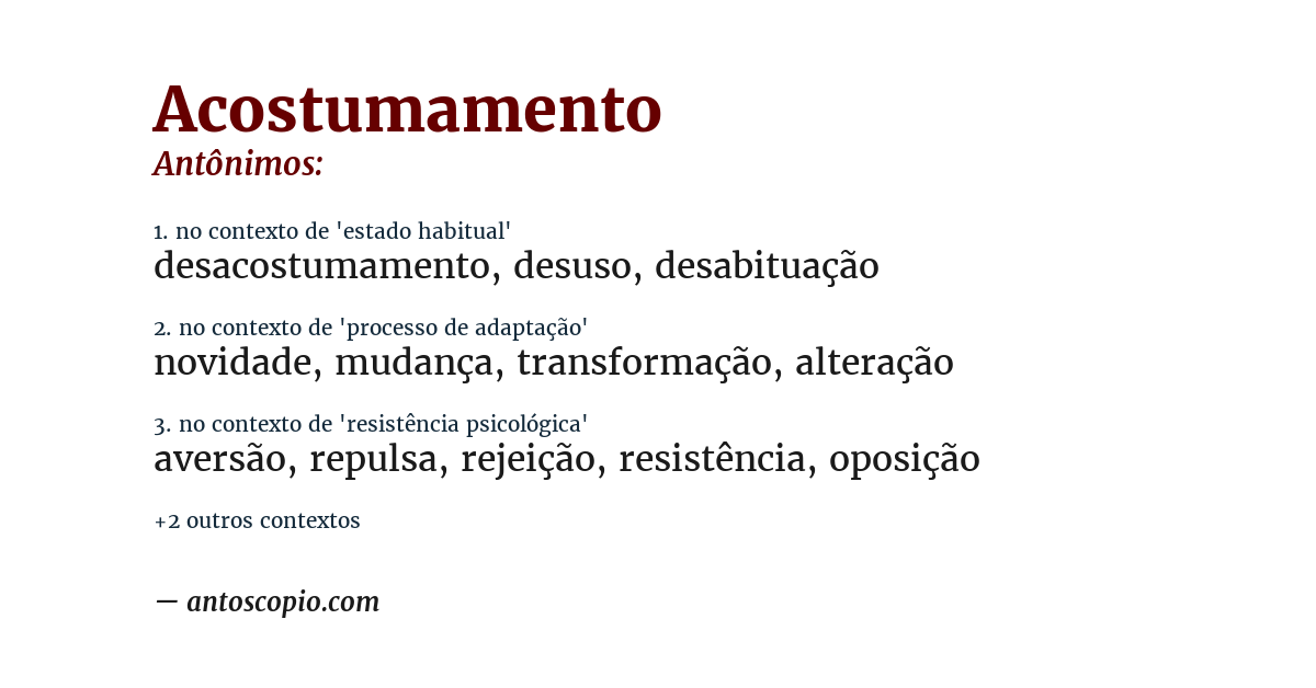 Antônimo de acostumamento