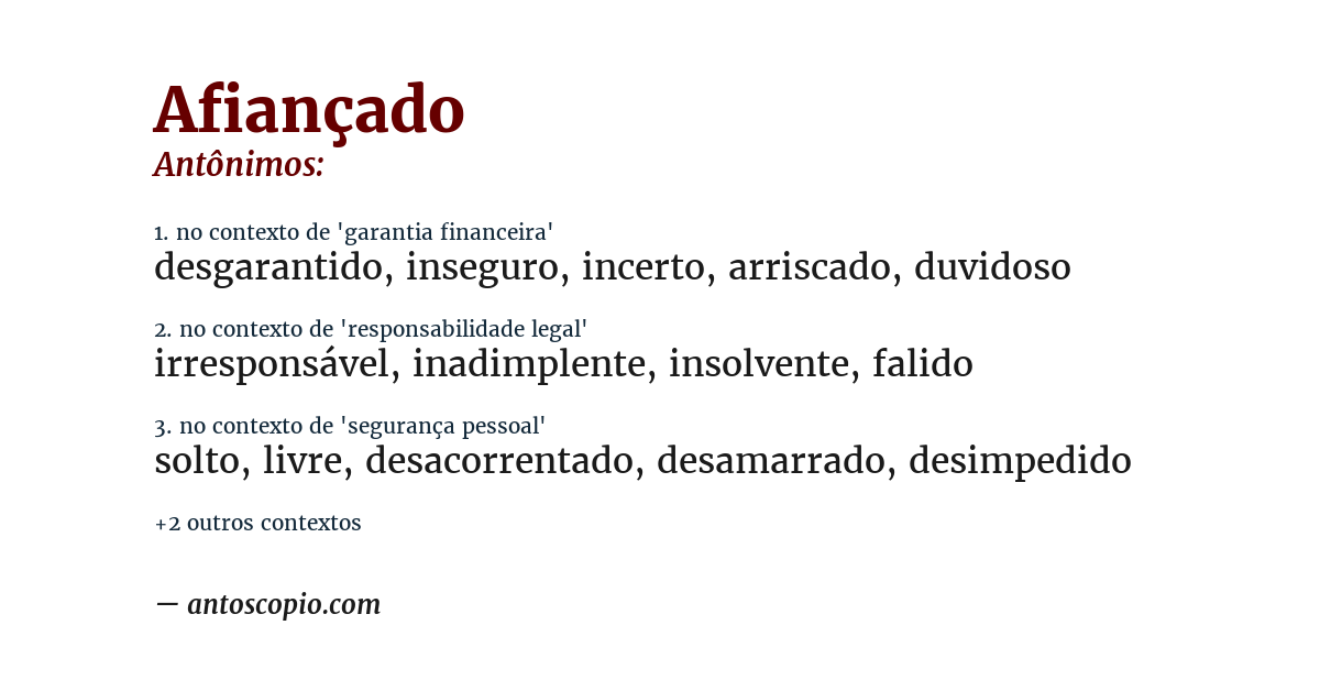 Antônimo de afiançado