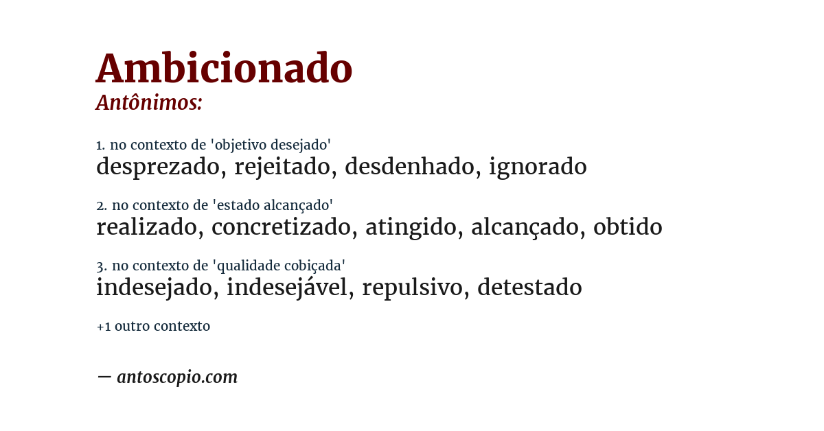 Antônimo de ambicionado