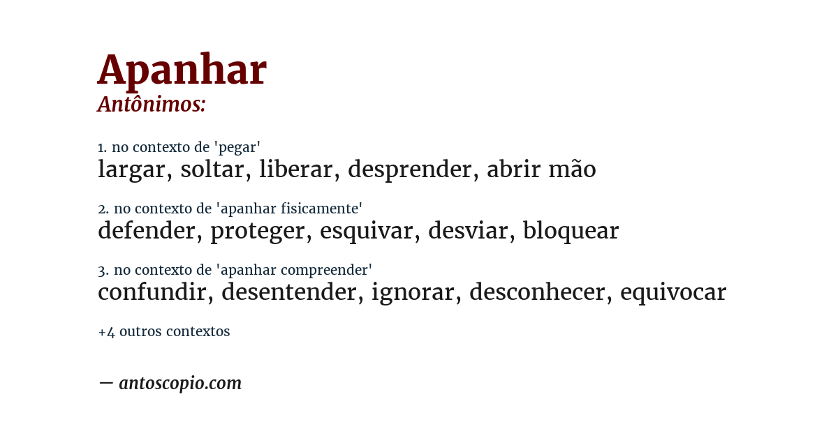 Antônimo de apanhar