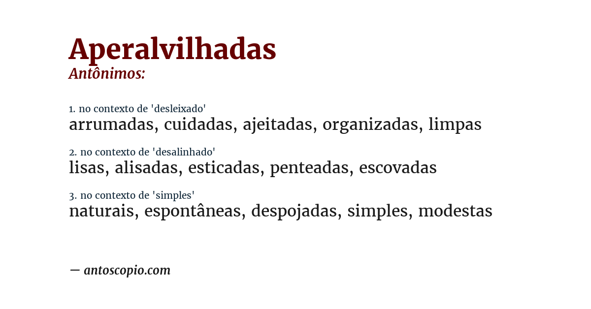 Antônimo de aperalvilhadas
