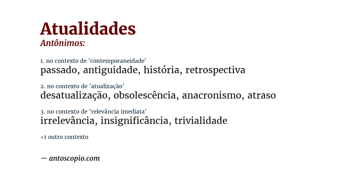 Antônimo de atualidades