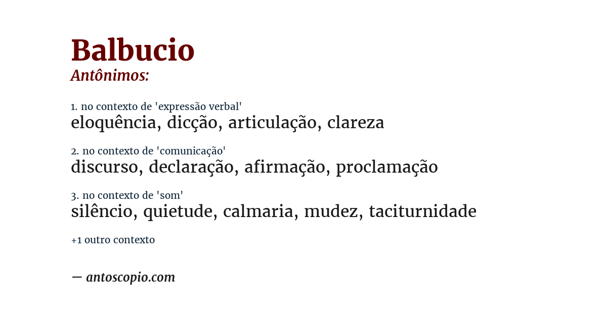 Antônimo de balbucio