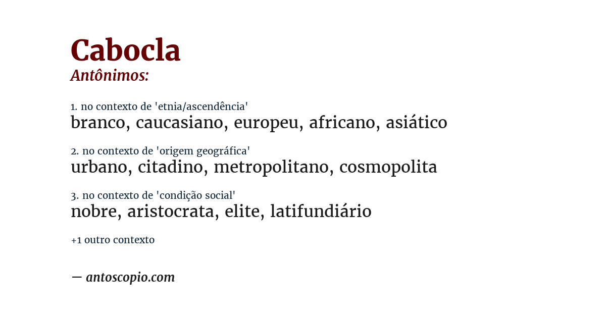 Antônimo de cabocla