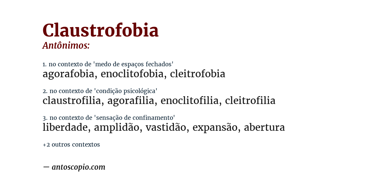 Antônimo de claustrofobia
