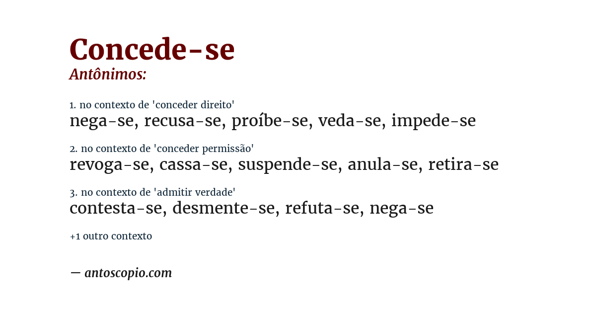 Antônimo de concede-se