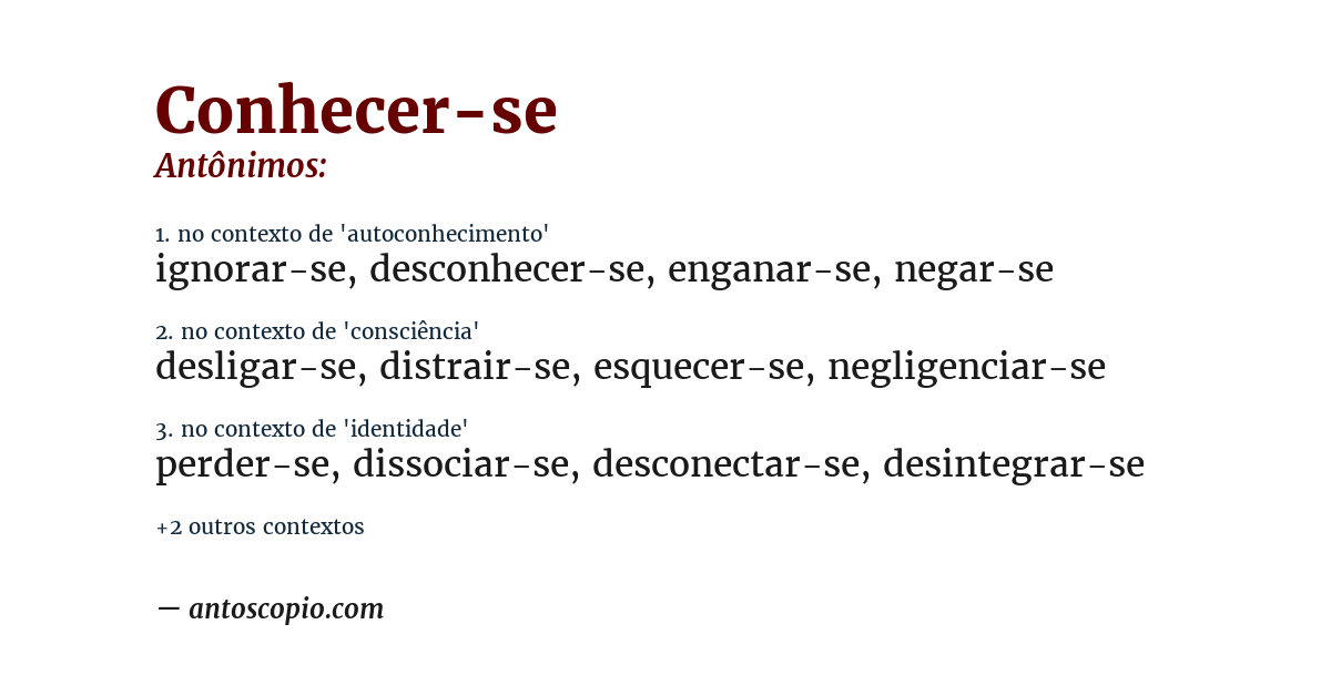 Antônimo de conhecer-se