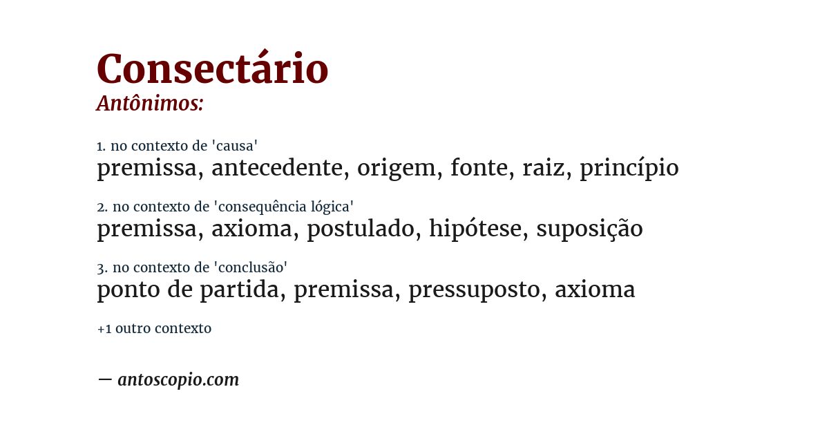 Antônimo de consectário