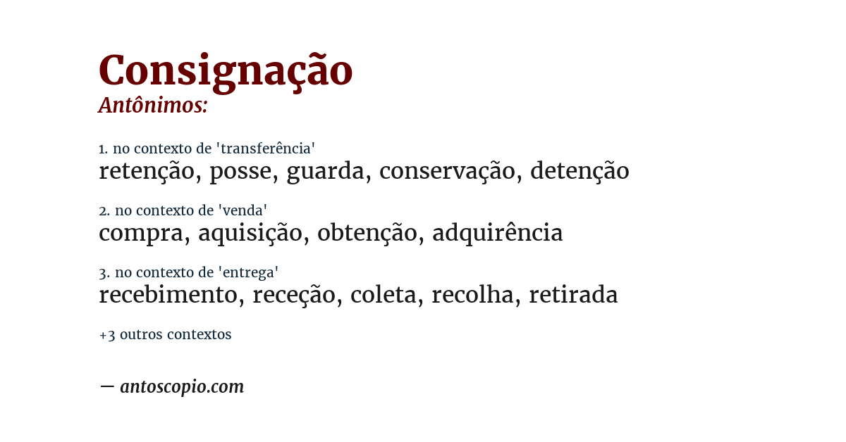 Antônimo de consignação