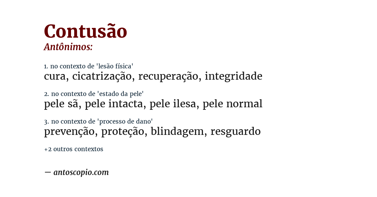 Antônimo de contusão