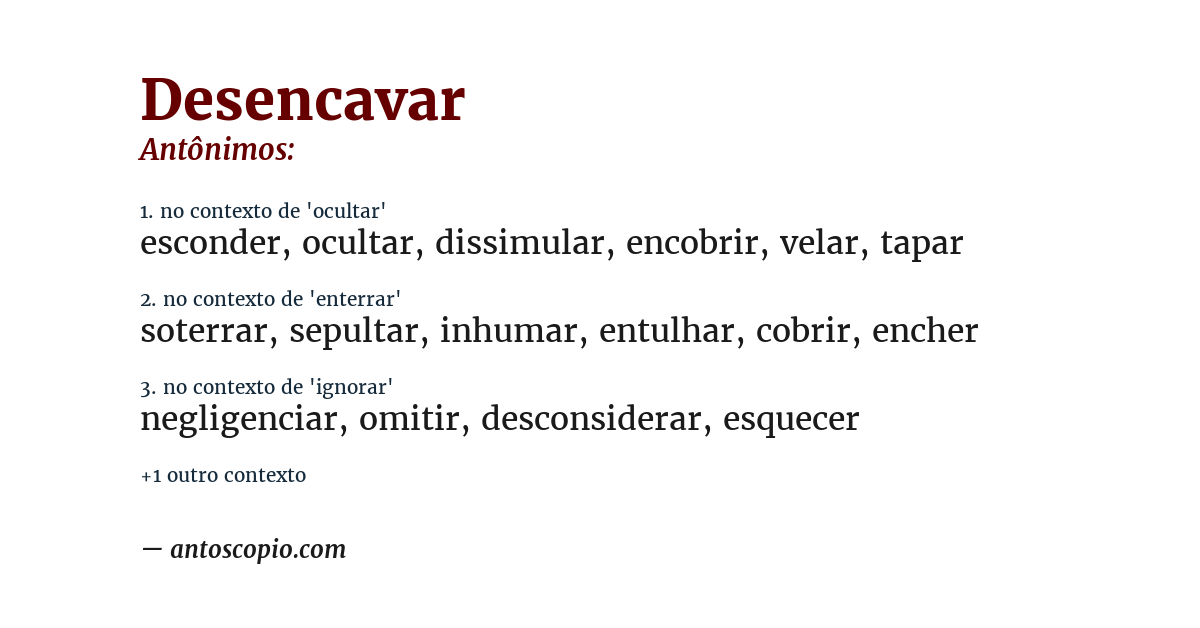 Antônimo de desencavar
