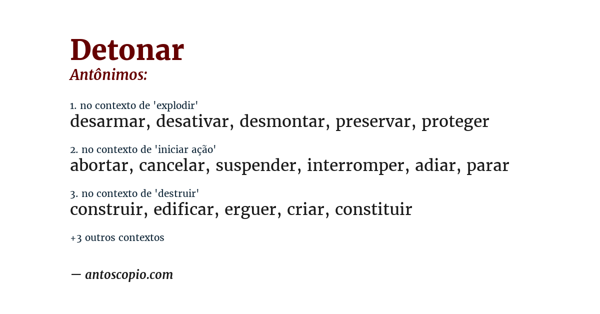 Antônimo de detonar