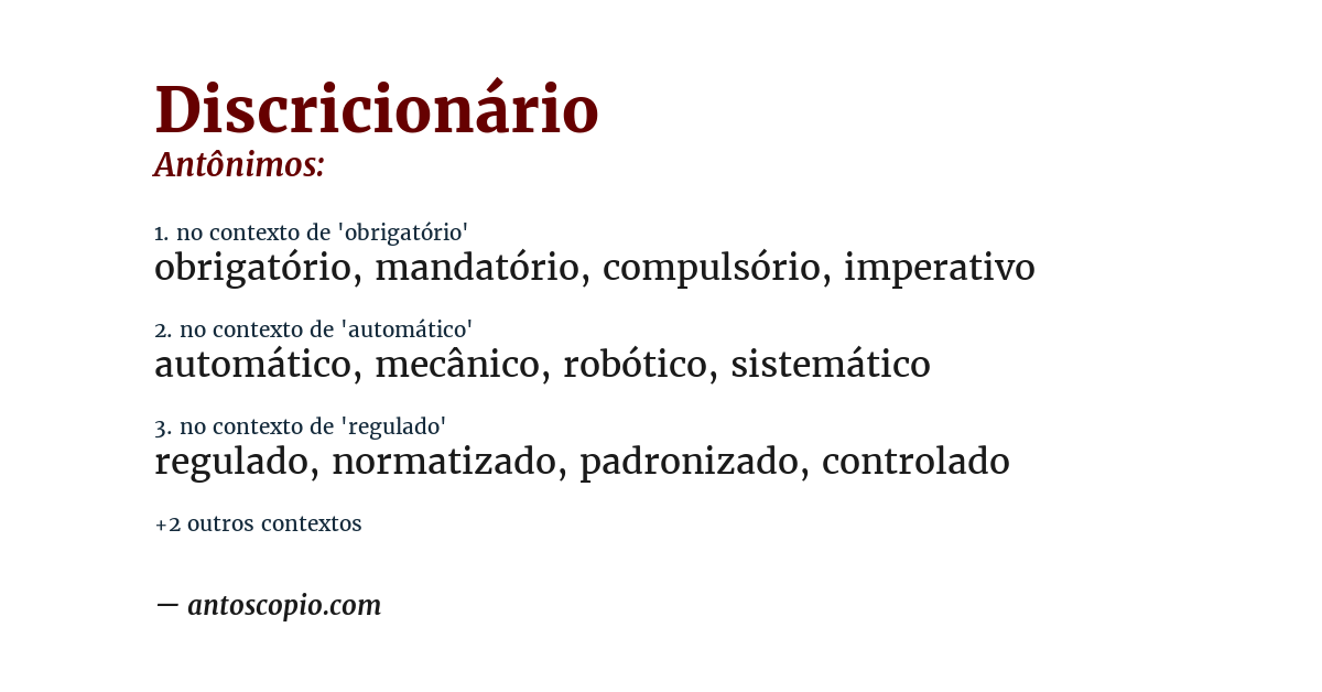 Antônimo de discricionário