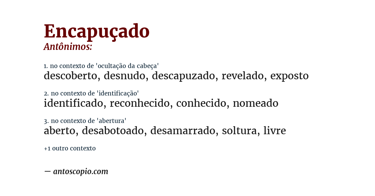 Antônimo de encapuçado