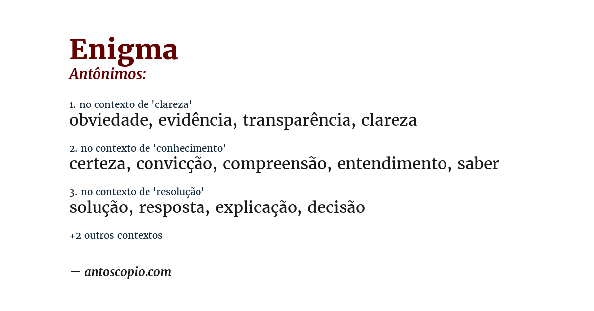 Antônimo de enigma