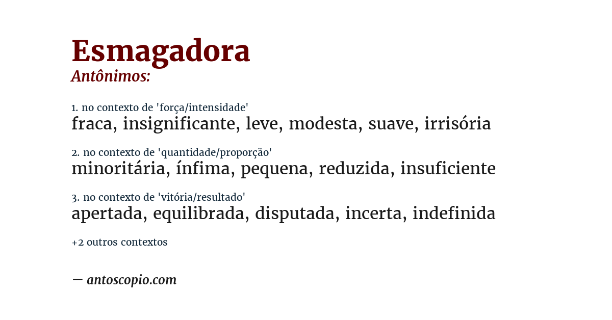 Antônimo de esmagadora