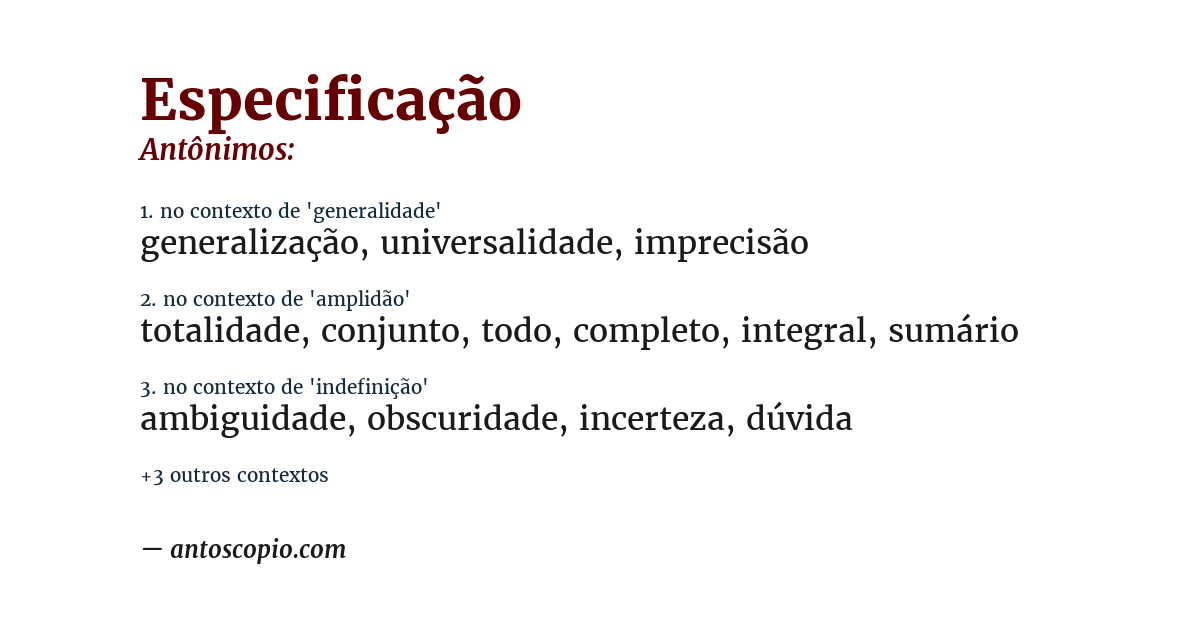 Antônimo de especificação
