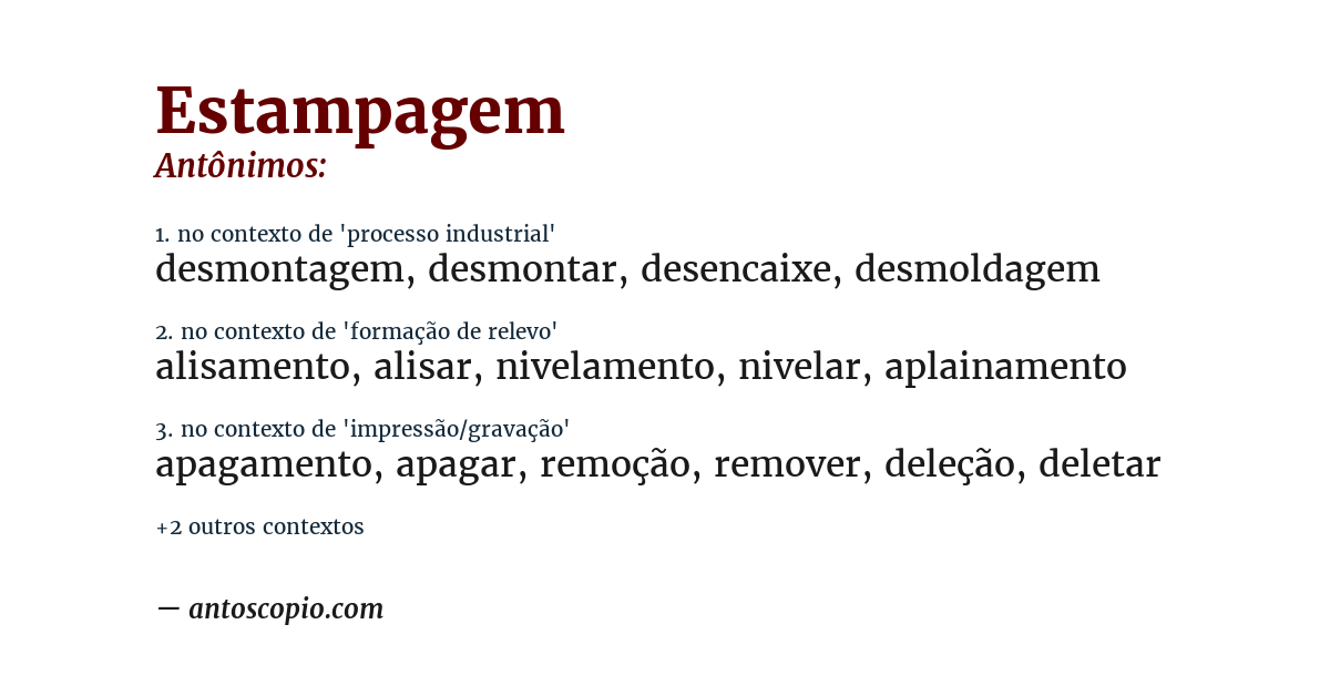 Antônimo de estampagem