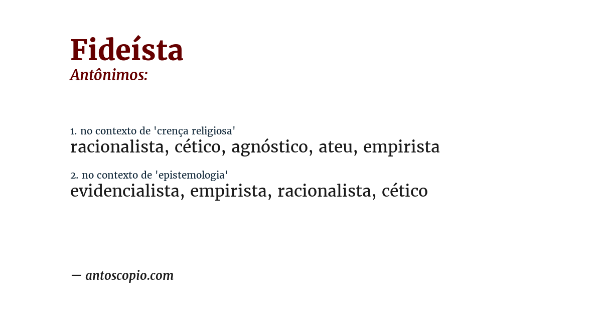 Antônimo de fideísta