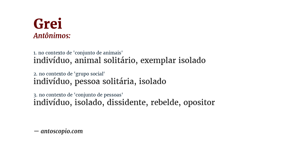 Antônimo de grei