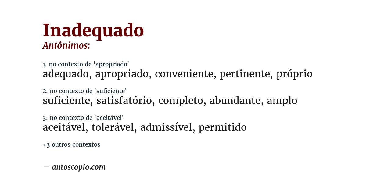 Antônimo de inadequado