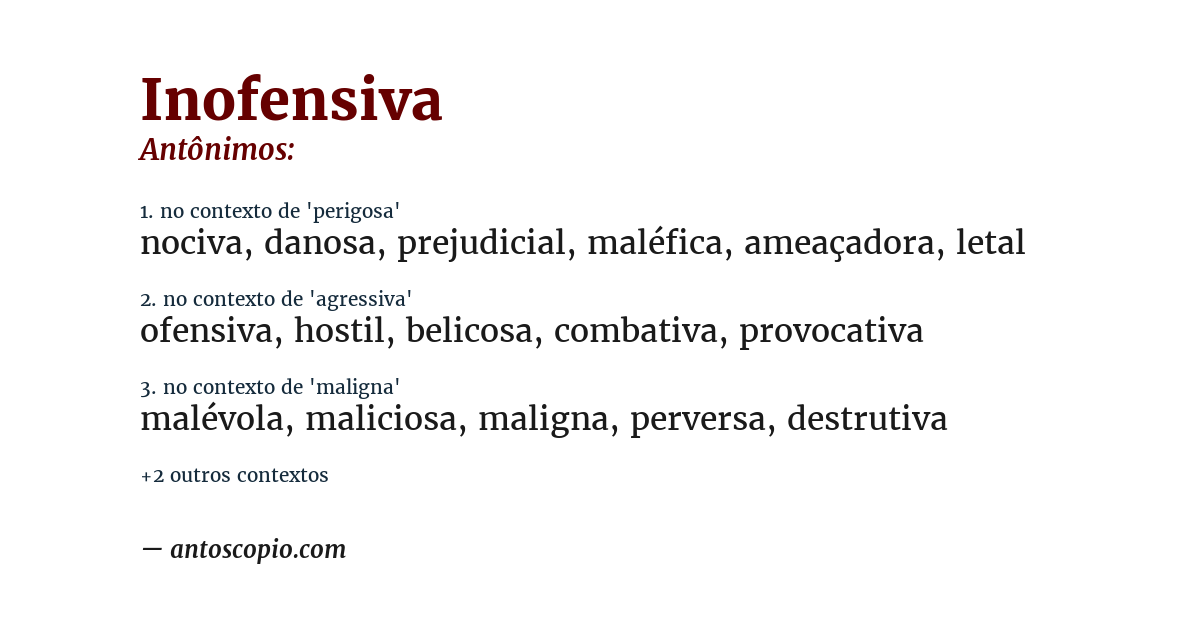 Antônimo de inofensiva
